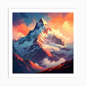 Mountain At Sunset Art Print