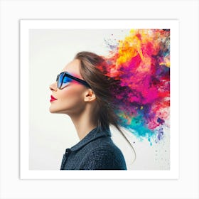 Young Woman With Colorful Powder In Her Hair Art Print