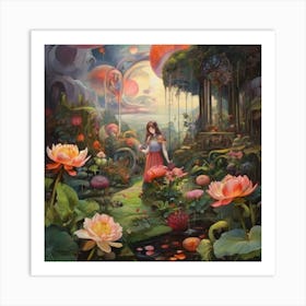 Girl In A Garden 1 Art Print