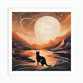 Gato Mirando Asombrado El Sol Art Print