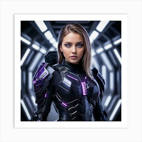 Futuristic Girl In Space Suit Art Print