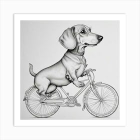 Dachshund On A Bicycle 1 Art Print