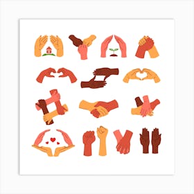 Hands Gestures And Symbols Unity And Love Art Print