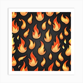 Fire Flames On Black Background 3 Art Print