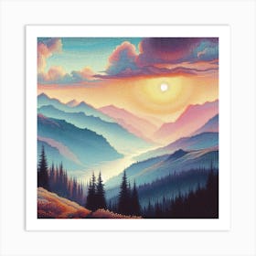 Sunrise in the mountains Art Print