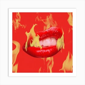 Hot Lips Square Art Print