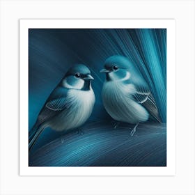 Firefly A Modern Illustration Of 2 Beautiful Sparrows Together In Neutral Colors Of Taupe, Gray, Tan (100) Art Print