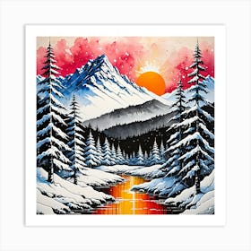 Sunset In The Mountains 10 Art Print