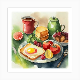 Breakfast Watercolour 4 Art Print