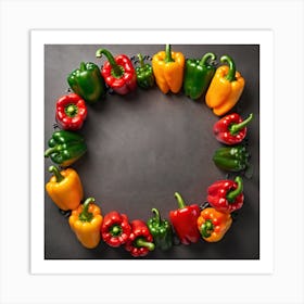 Colorful Peppers In A Circle 3 Art Print