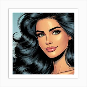 Woman With Long Black Hair Art Print