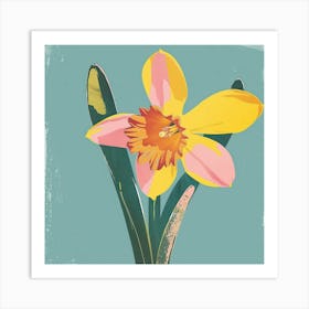 Daffodil 3 Square Flower Illustration Art Print