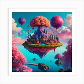 Pink Castle In The Sky Art Print