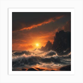 Sunset Over The Ocean Art Print