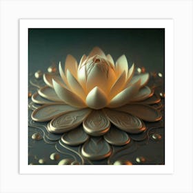 Logo Lotus Flower 3d Render 3d Render Art Print