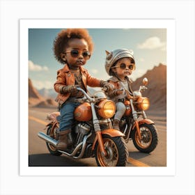 Two Kids On Motorcycles 1 Art Print