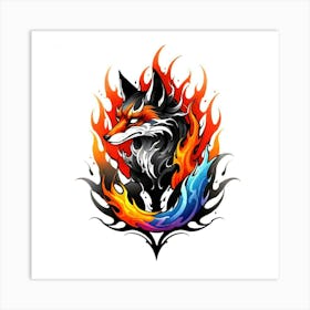 Fire Fox Tattoo Art Print