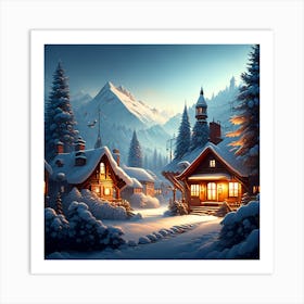 Winter Village Art Print