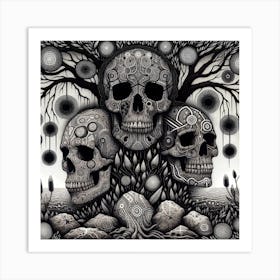 Skulls In The Tree Art Print