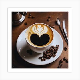 Coffee Cup With Heart Art Print