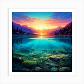 Sunset In The Lake Art Print