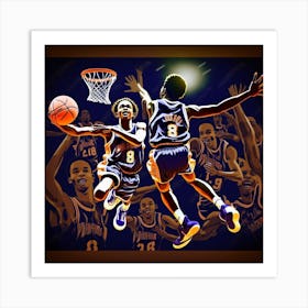 Basketball Players In Action 1 Art Print