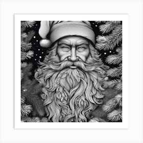 Black & White Santa Clause Art Print