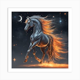 Horse In The Night Sky Art Print