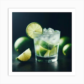 Cocktail With Lime And Ice Art Print