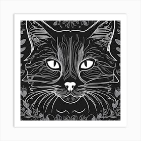 Cat Head Vector Illustration Art Print