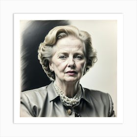 Chalk Painting Of Margaret Thatcher Art Print