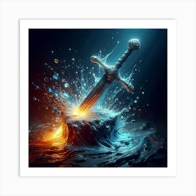 Sword In Water Art Print