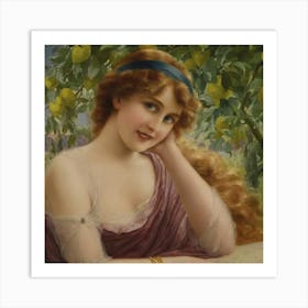 Girl With Lemons Art Print