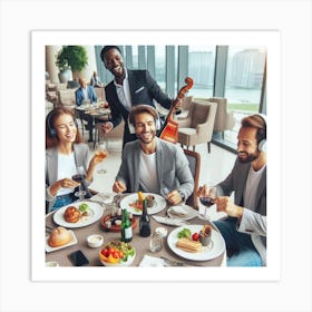 Group Of People At A Restaurant Art Print