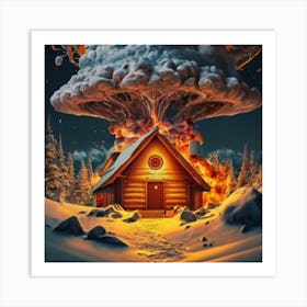 Wooden hut left behind by an atomic explosion 14 Art Print