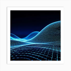 Abstract Digital Painting Showing A Grid Composed Of Geometric Patterns And Dots Interconnected Wav Art Print