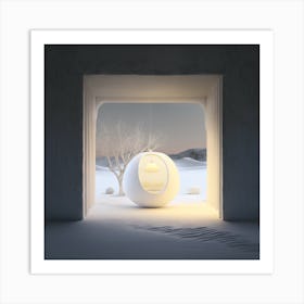 White Ball In The Snow Art Print