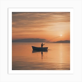 Fishing At Sunset Art Print