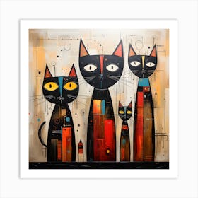 Feline Unity A Symphony Of Serenity Art Print