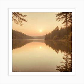 Sunrise Over A Lake 2 Art Print