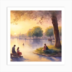 Sunset By The River Art Print