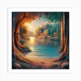 Sunset By The Lake Art Print