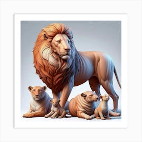 Family Of Lions Art Print