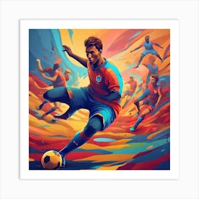 Soccer Player Kicking Soccer Ball Art Print