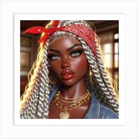 Black Girl With With Red Bandanna Art Print