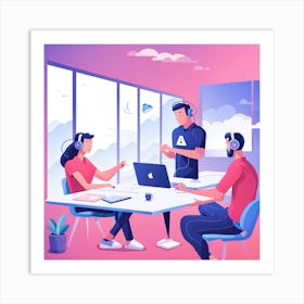 People Working At A Table Art Print