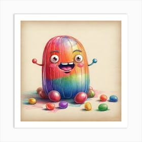 Colorful Candy Monster Art Print