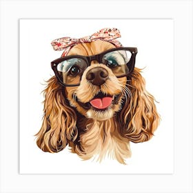 Dog With Glasses 26 Art Print