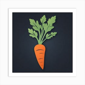 Carrot On Black Background Art Print