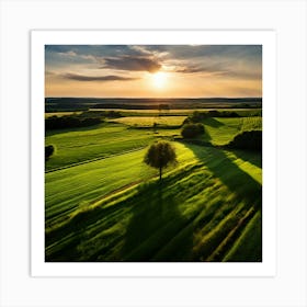 Grass Ecology No People Pasture Drone Scenic Shadow Flight Rural Scene Green Aerial View (10) Art Print